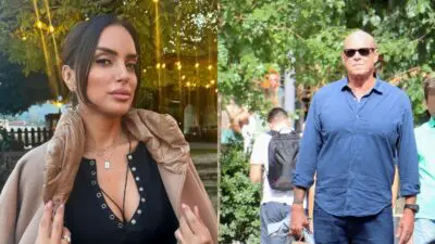 Η Ελπίδα Ιακωβίδου σε έξοδό της με το μπουφάν στους ώμους και ο Τζώνη Καλημέρης με πουκάμισο στους δρόμους της Αθήνας