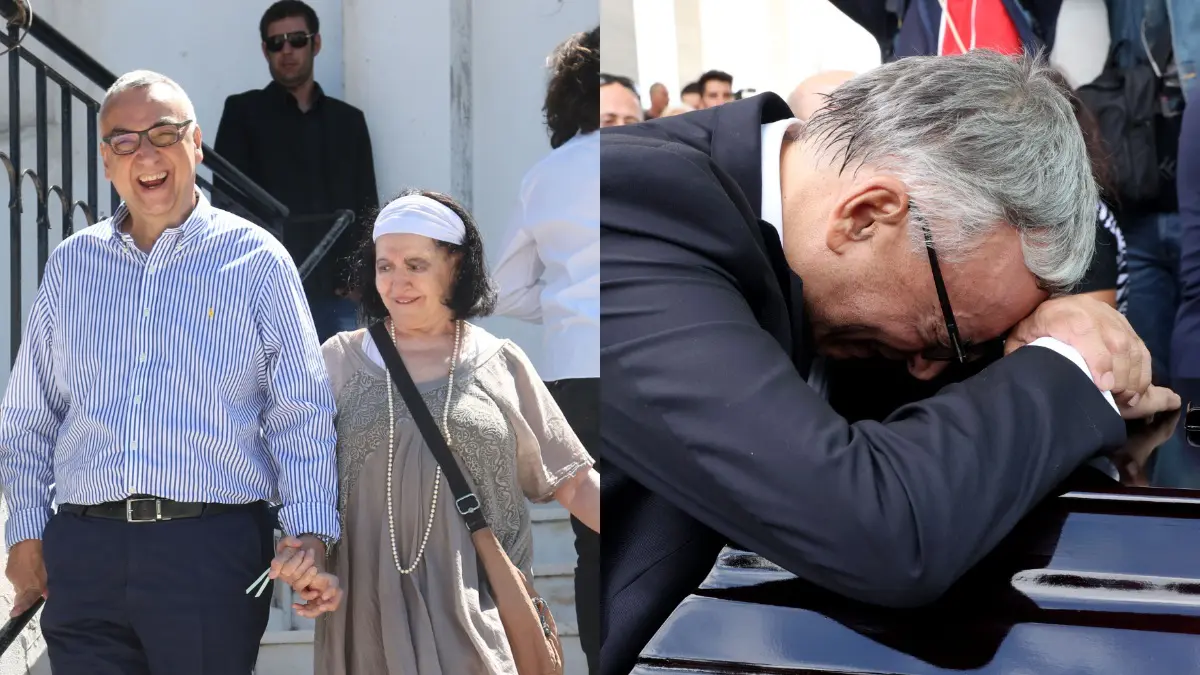 Ο Δημήτρης Σούρας χέρι χέρι με τη Μάρθα Καραγιάννη και ο ίδιος πεσμένος πάνω από το φέρετρό της στην κηδεία της