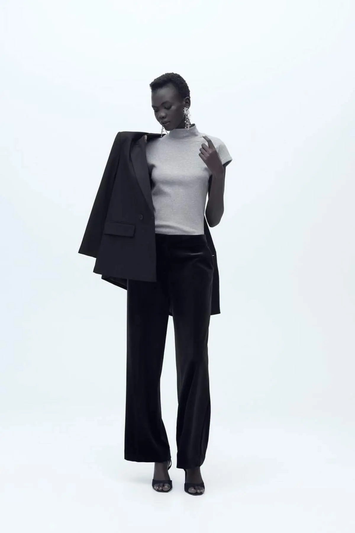 zara μπλούζα με ζιβάγκο γκρι