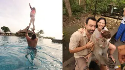 Η Χριστίνα Μπόμπα και ο Σάκης Τανιμανίδης με τα παιδιά τους στο Μπαλί