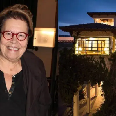 Η Δήμητρα Γαλάνη (αριστερά) το σπίτι της (δεξιά)