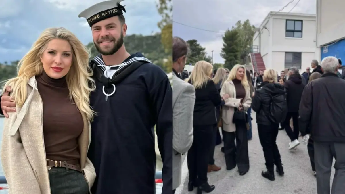 Η Ελένη Μενεγάκη στην ορκομωσία του Άγγελου Λάτσιου