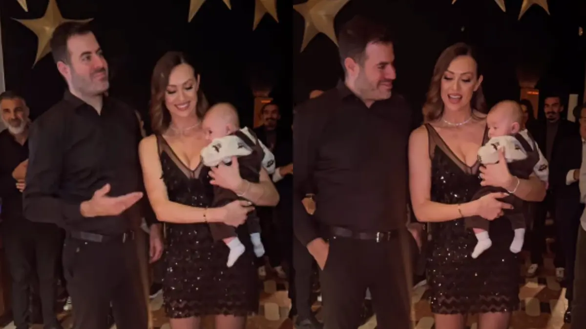 Η Δώρα Παντέλη με τον σύζυγό της και τον γιο τους στο πάρτι γενεθλίων της