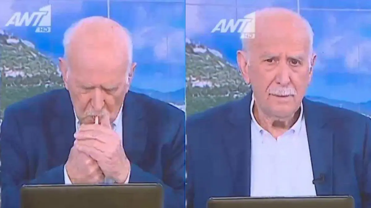 παπαδακης καπνιζει στον αέρα της εκπομπής