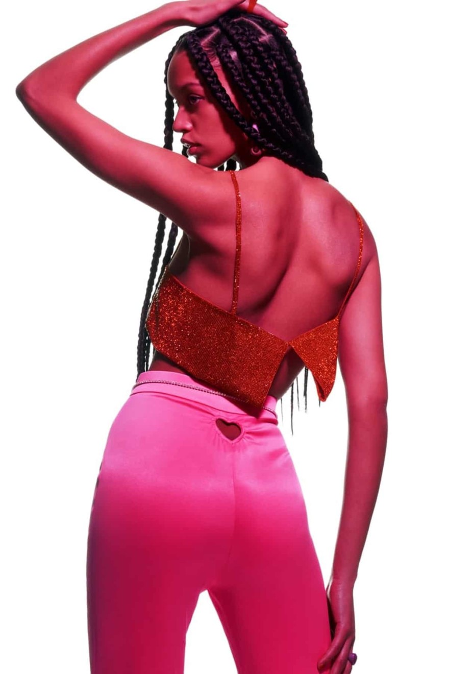 Zara σατινέ ροζ παντελόνι