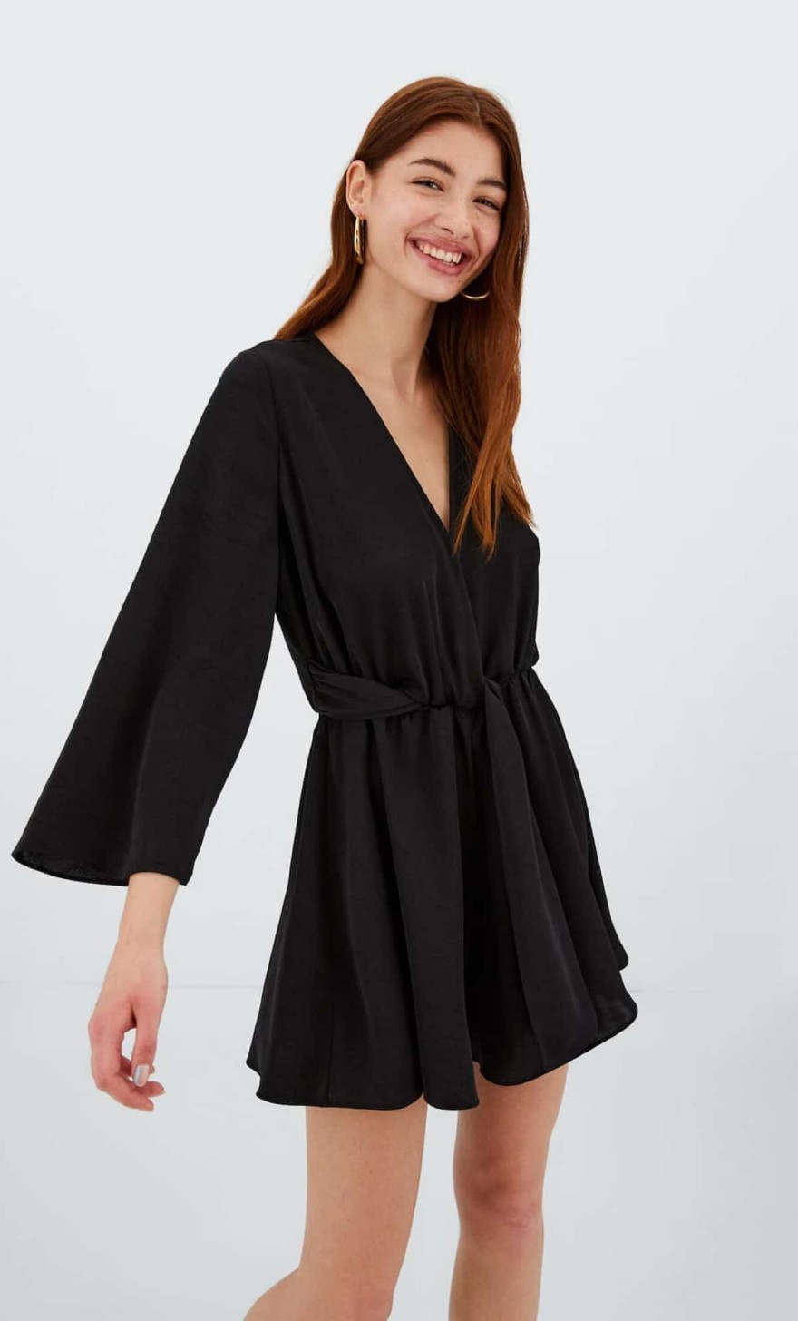 Stradivarius - Ολόσωμη μαύρη φόρμα