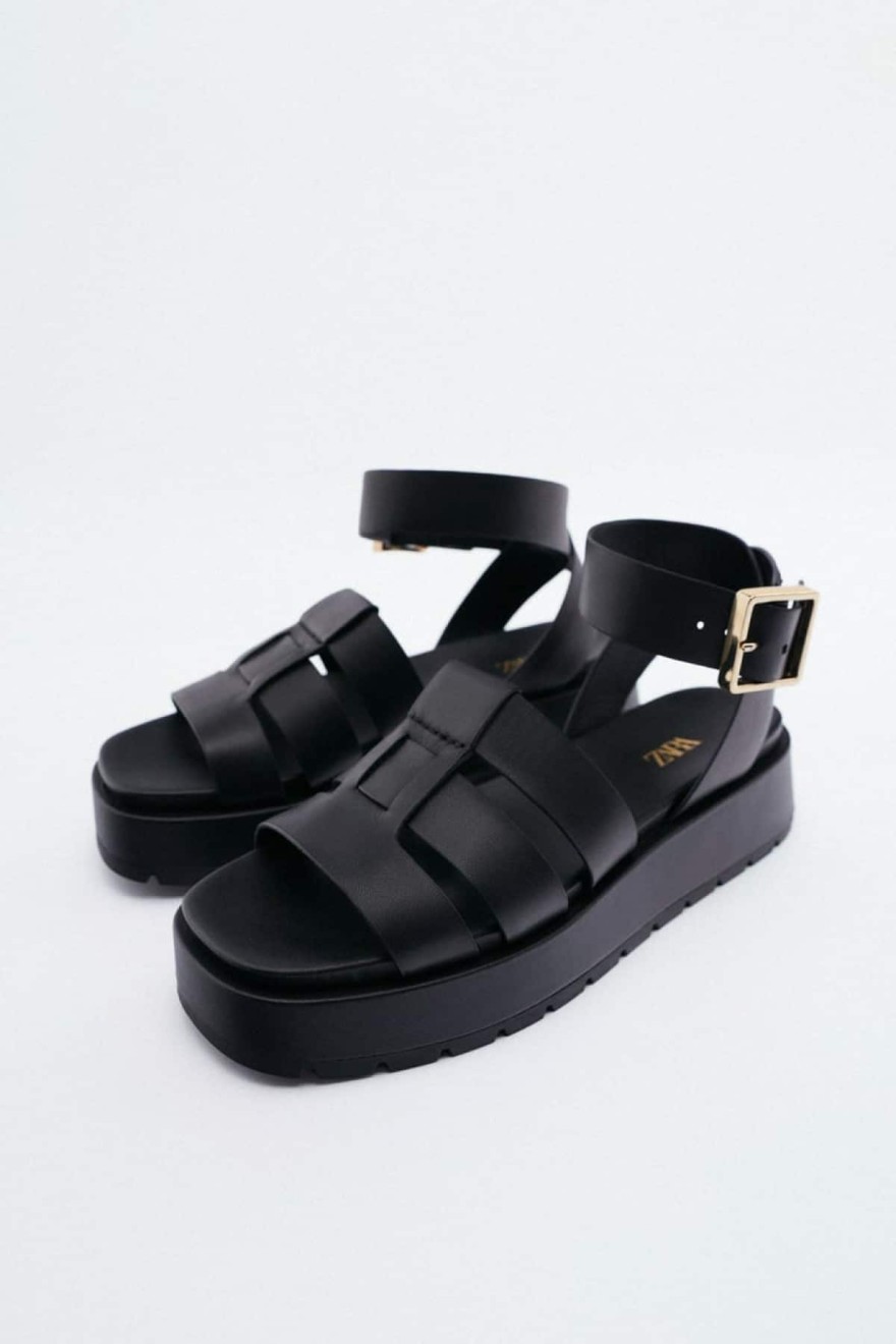 Zara δερμάτινα πέδιλα