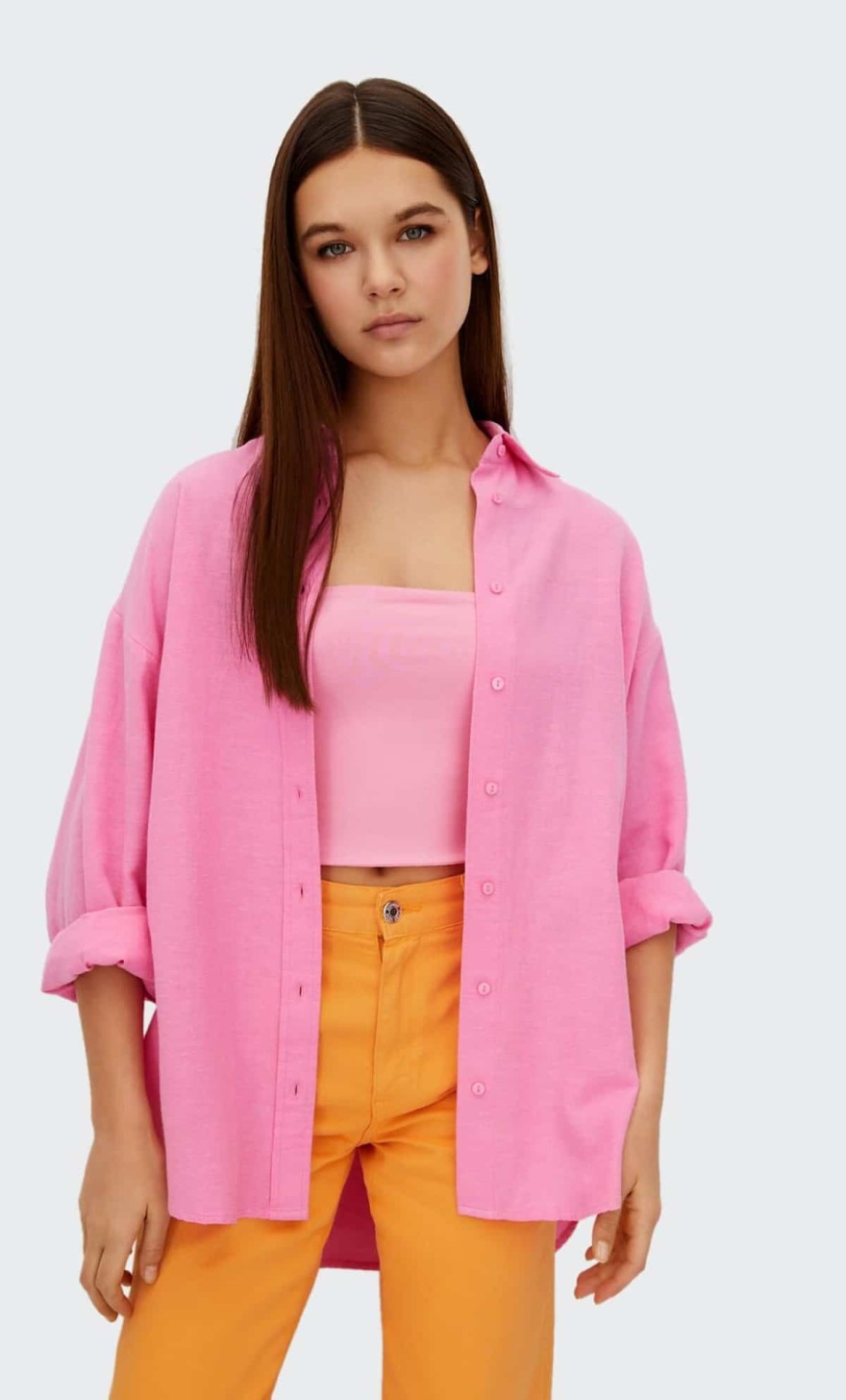 Stradivarius - Ροζ πουκάμισο