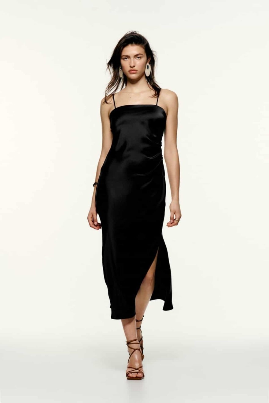 Zara σατινέ φόρεμα