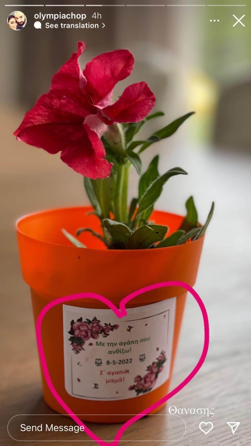 Ολυμπία Χοψονίδου - Ανάρτηση στα social media 