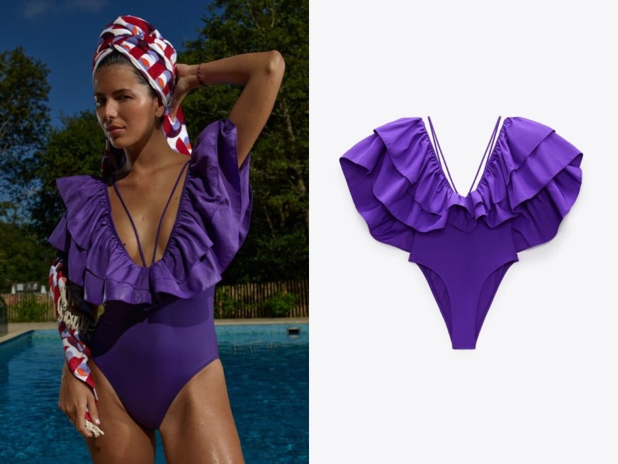 Μωβ Zara ολόσωμο μαγιό 