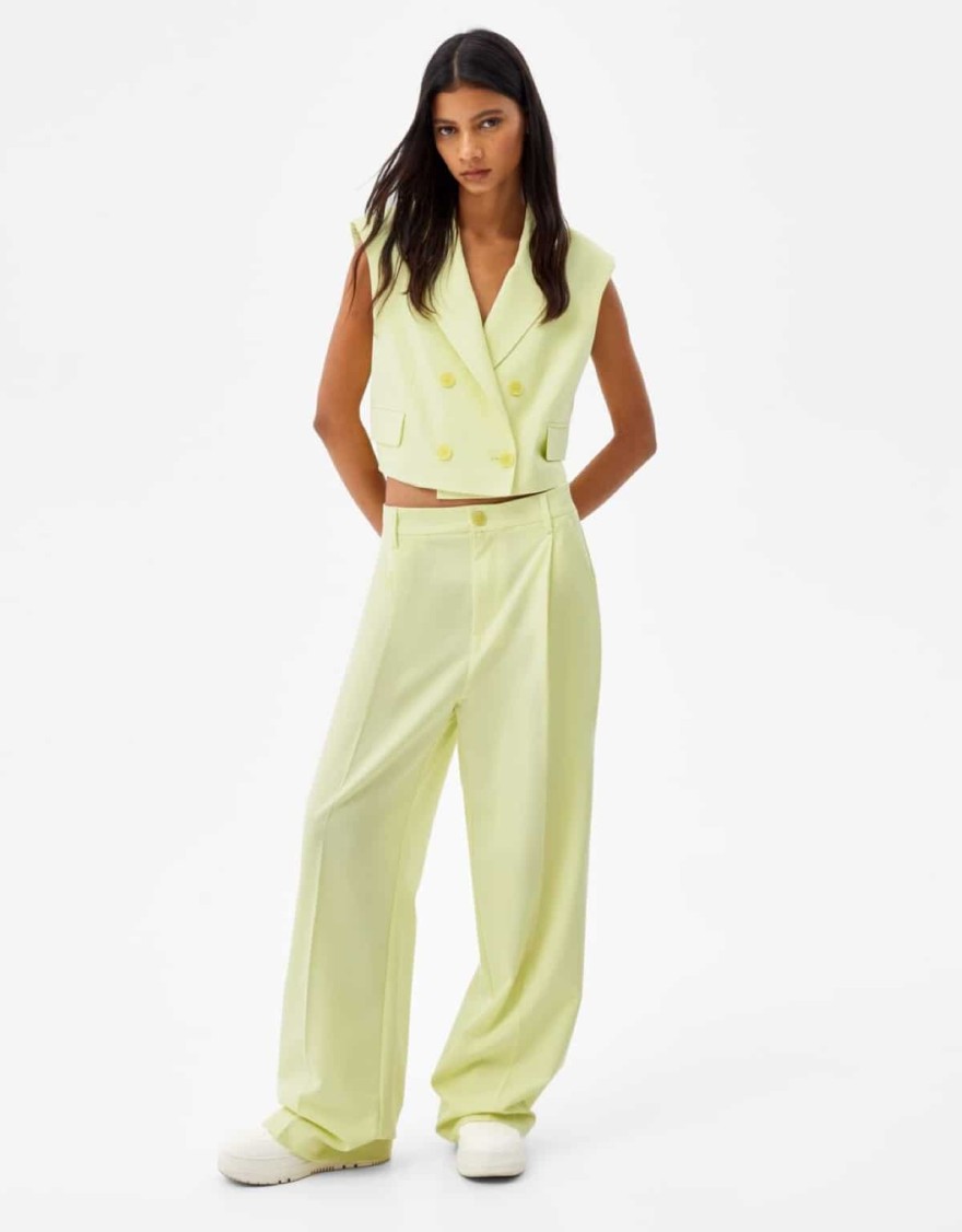 lime trousers Bershka