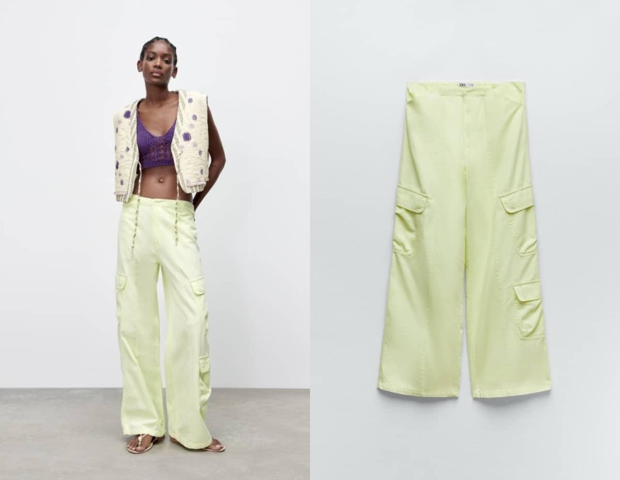 lime trousers zara