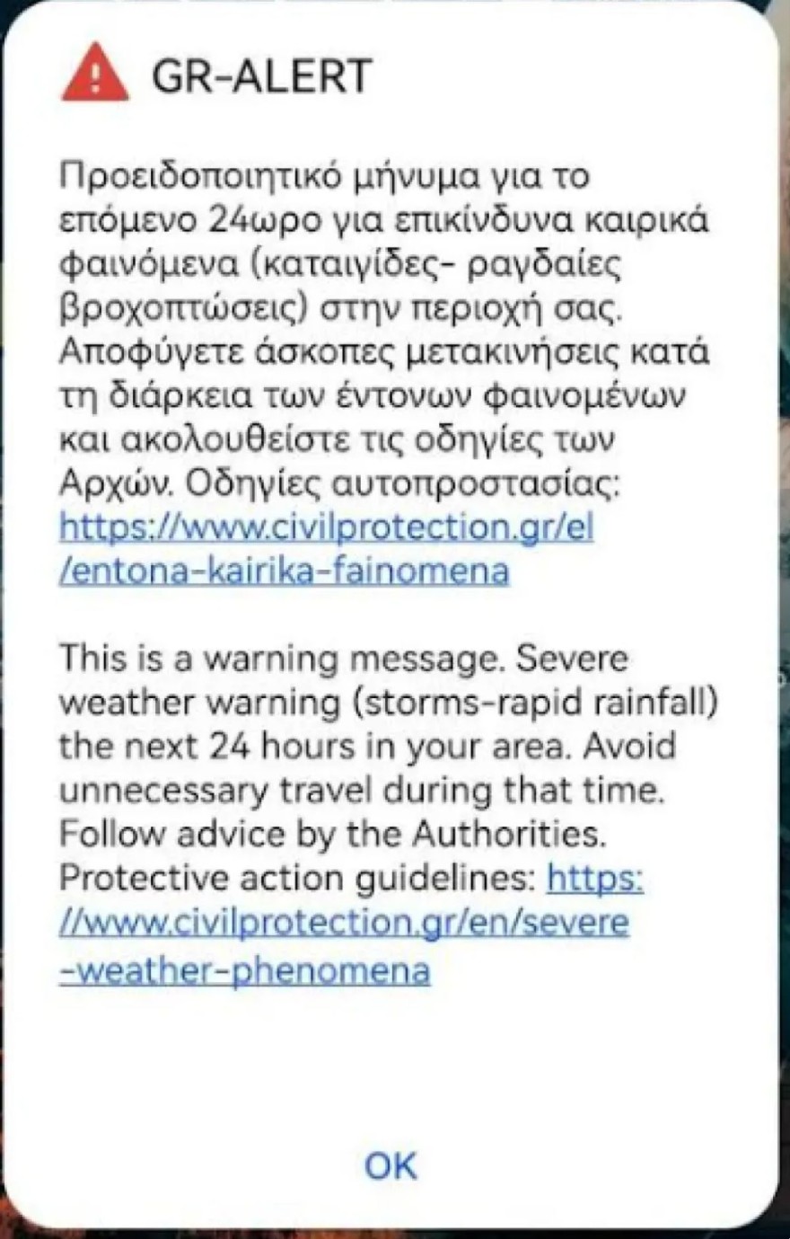 Μήνυμα Πολιτικής Προστασίας