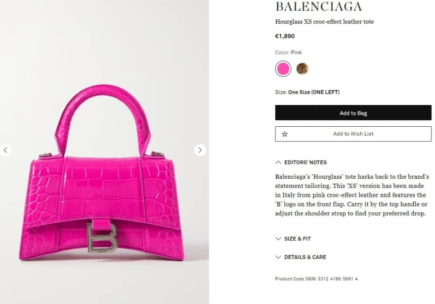 Balenciaga Hourglass XS croc-effect leather tote