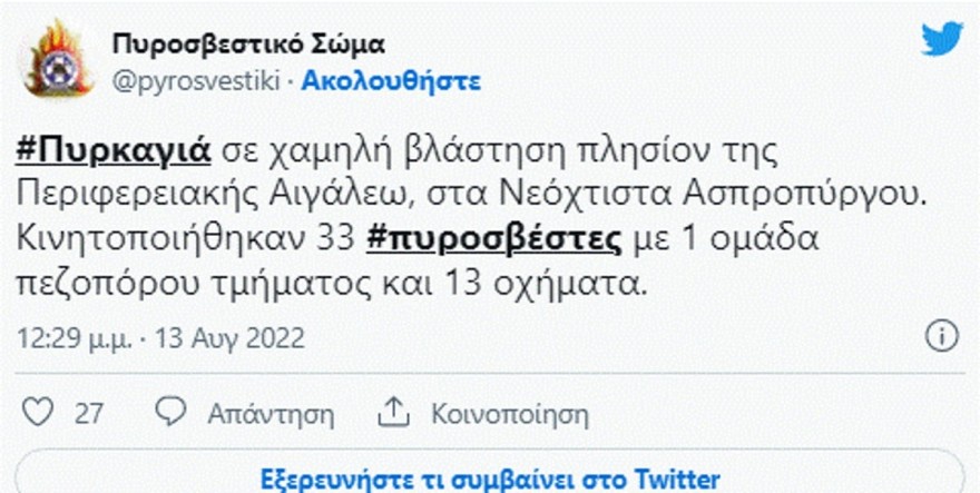 Φωτιά - Ασπρόπυργος