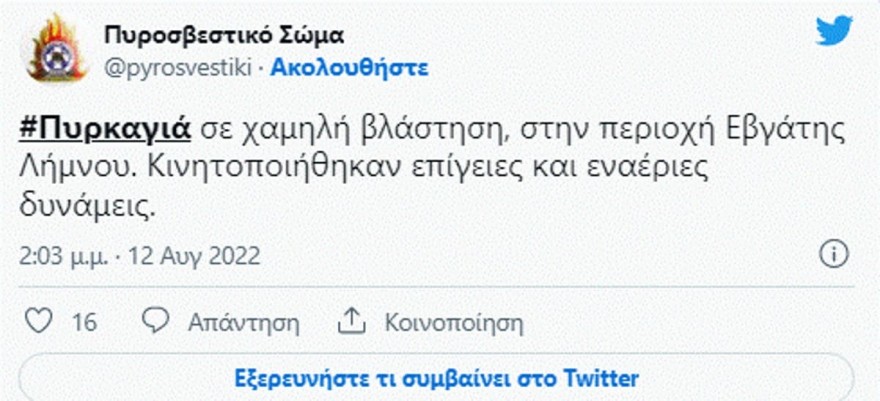 Φωτιά - Λήμνος