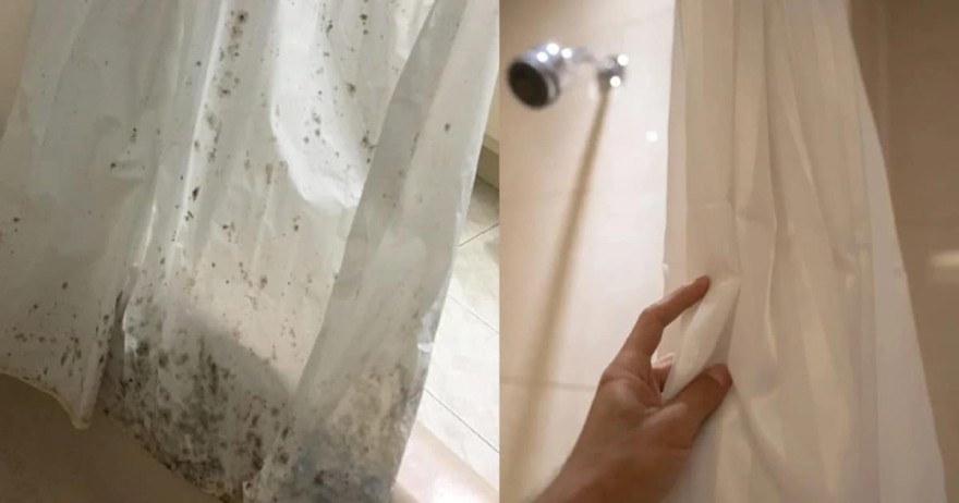 Μαγειρική σόδα καθαρισμός κουρτίνας μπάνιου