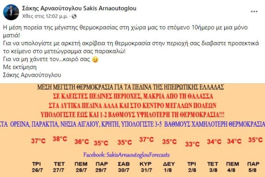 Σάκης Αρναούτογλου καιρός