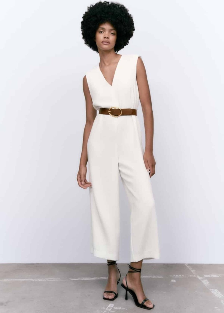 Zara ολόσωμη φόρμα λευκή