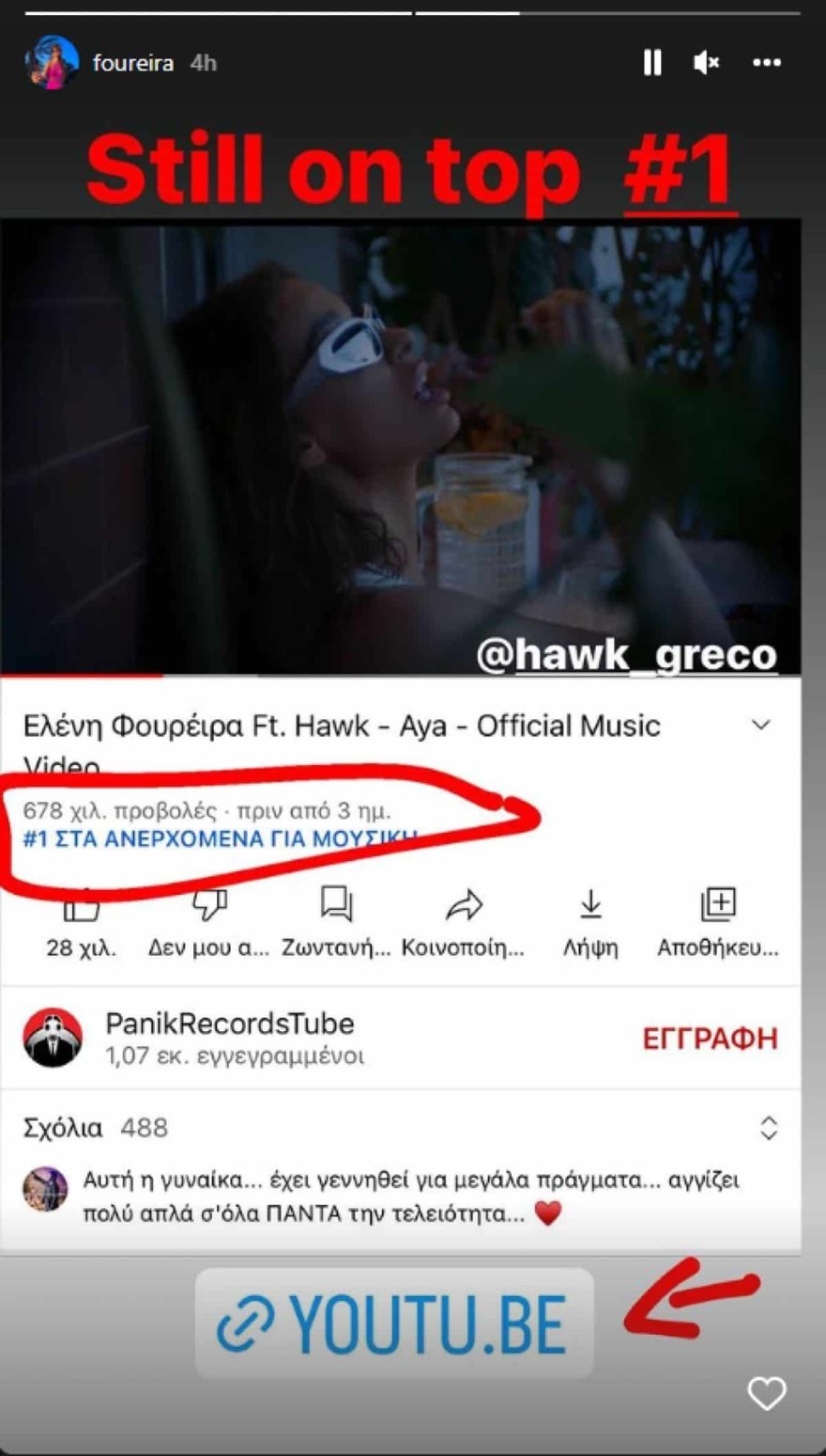 Η ανάρτηση της Ελένης Φουρέιρα 