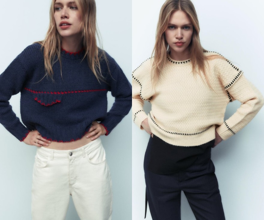 Zara πλεκτή μπλούζα