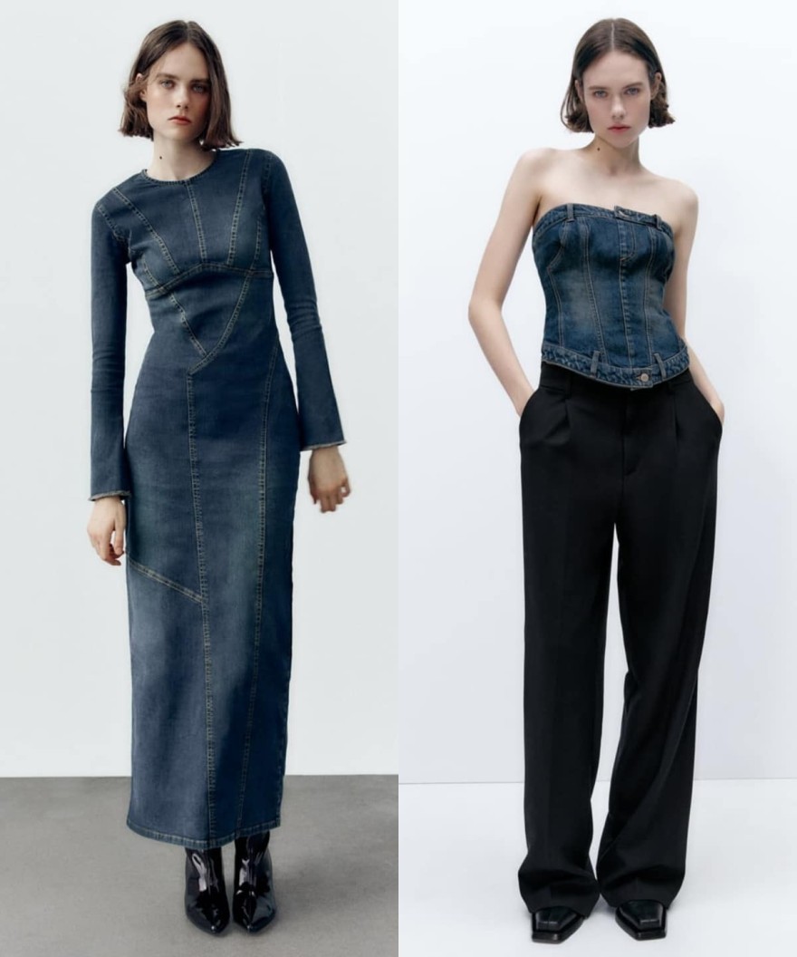 Denim φόρεμα και τοπ Zara