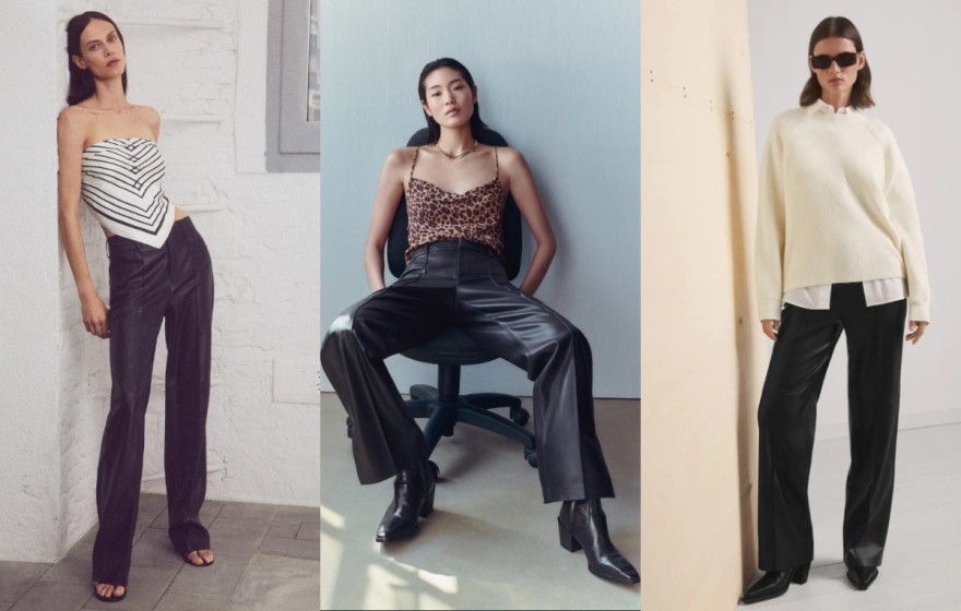 Δερμάτινο παντελόνι Mango