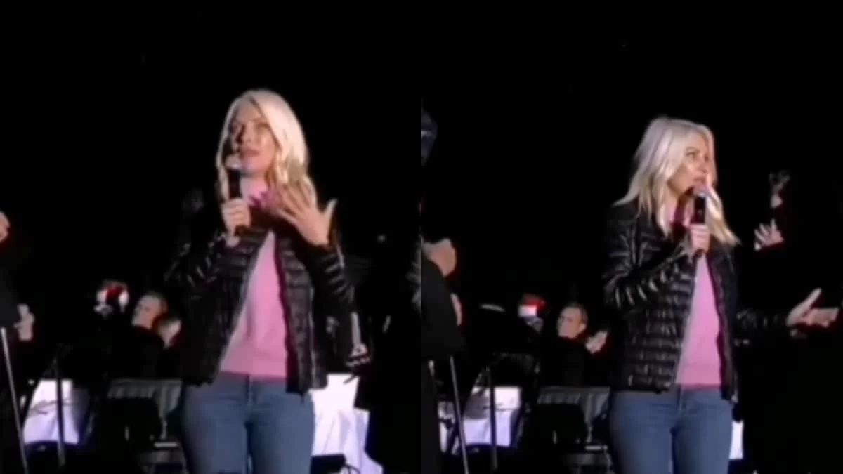 Στην λευκή χριστουγεννιάτικη νύχτα της Άνδρου η Ελένη Μενεγάκη - Βίντεο από την ομιλία της