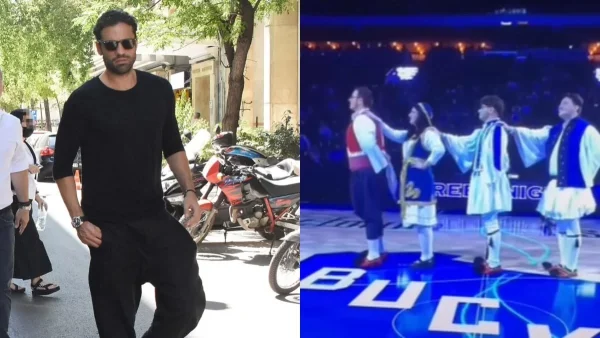 Τσολιάδες χόρεψαν το "Ελεύθερος" του Κωνσταντίνου Αργυρού στο ημίχρονο του ΝΒΑ - Το βίντεο που δημοσίευσε ο τραγουδιστής