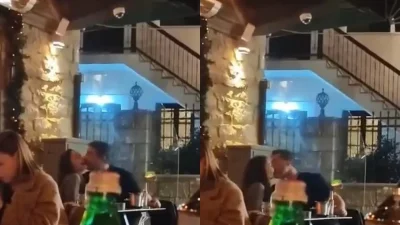 Εκδρομή στην Αράχοβα: Βίντεο από τα παθιάρικα φιλιά του Μπισμπίκη στη Βανδή σε ταβέρνα