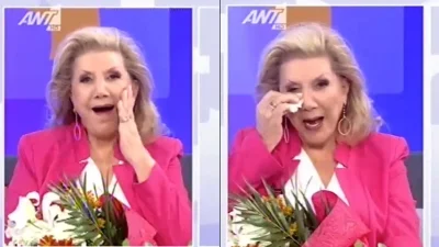 Συγκινημένη σκουπίζοντας τα δάκρυά της - Η έκπληξη που δέχτηκε η Λίτσα Πατέρα από τα εγγόνια της