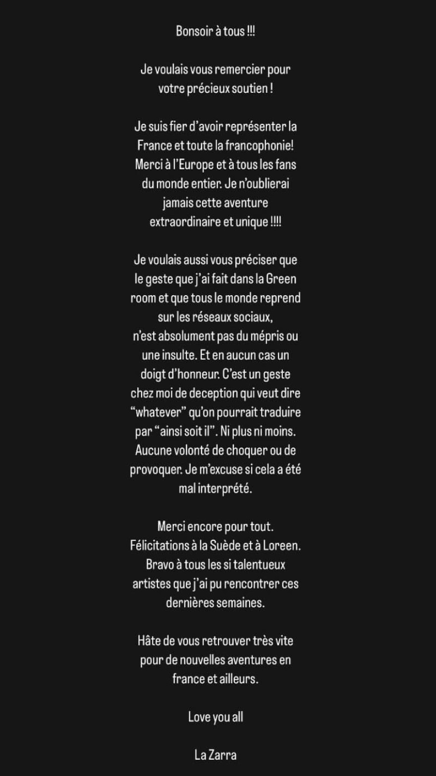 Eurovision 2023: Η απρεπέσταστη χειρονομία της εκπροσώπου της Γαλλίας κατά την ανακοίνωση του νικητή - Η δημόσια συγγνώμη της