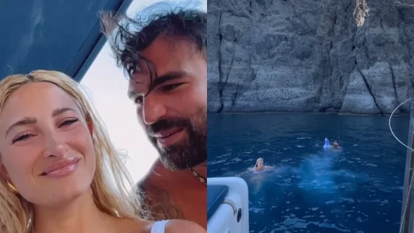 Έβγαλε το μαγιό του και κολύμπησε - Η "σκαφάδα" της Ιωάννας Τούνη με τον Δημήτρη Αλεξάνδρου και το νουνίτο στη Σαντορίνη