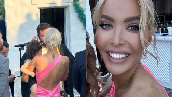 Υπέρλαμπρη με φούξια εξώπλατο φόρεμα η Αμαρυλλίς στη βάφτιση του γιου της - Η ιδιαίτερη μπομπονιέρα που επέλεξε με τον καλό της, Κώστα Ματσίκα