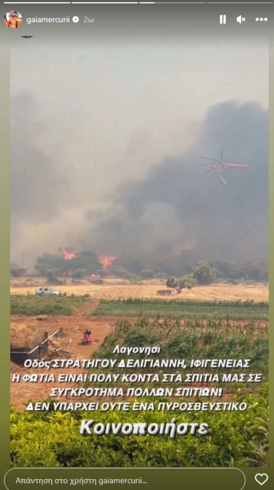 Γαία Μερκούρη φωτιά