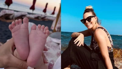 Mε αέρινο φόρεμα στη Σαντορίνη - Συγκινημένη η Ιωάννα Μαλέσκου για τους 4 μήνες ζωής της κόρης της