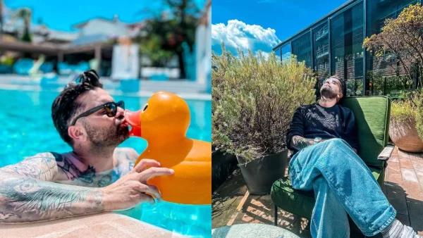 Το σαλόνι λούζεται με φως από το τεράστιο μπαλκόνι - Με γκρι καναπέ και ξύλινα πατώματα το σπίτι του Θοδωρή Μαραντίνη