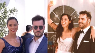 Ευαγγελία Συριοπούλου: Τα δύο νυφικά που φόρεσε στο γάμο της - Mini με πούπουλα και το άλλο με δαντέλα στο μπούστο