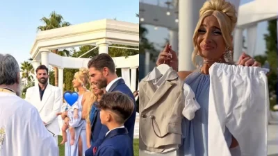 Ιωάννα Τούνη - Δημήτρης Αλεξάνδρου: Στην  εκκλησία με τον μικρό Πάρη για την πρώτη του κοινωνία (Βίντεο)