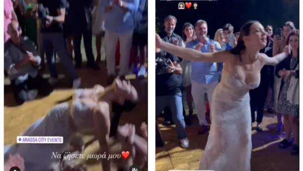 Το ζεϊμπέκικο της Δήμητρας Βαμβακούση στο γλέντι του γάμου της με τον Γιώργο Αγγελόπουλο - "Χτυπιόταν" στα πατώματα