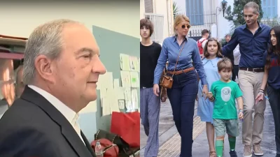 Στην κάλπη με τη Σία Κοσιώνη και τα τέσσερα παιδιά του ο Κώστας Μπακογιάννης - Το ευτράπελο με την ταυτότητα του Κώστα Καραμανλή