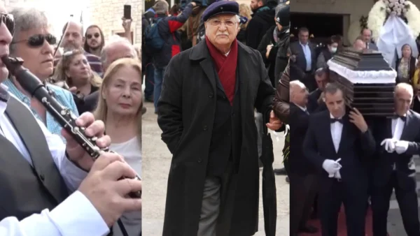 Bαρύ το κλίμα στην κηδεία του Χρόνη Αηδονίδη - Τον αποχαιρέτησαν με κλαρίνα και βιολιά