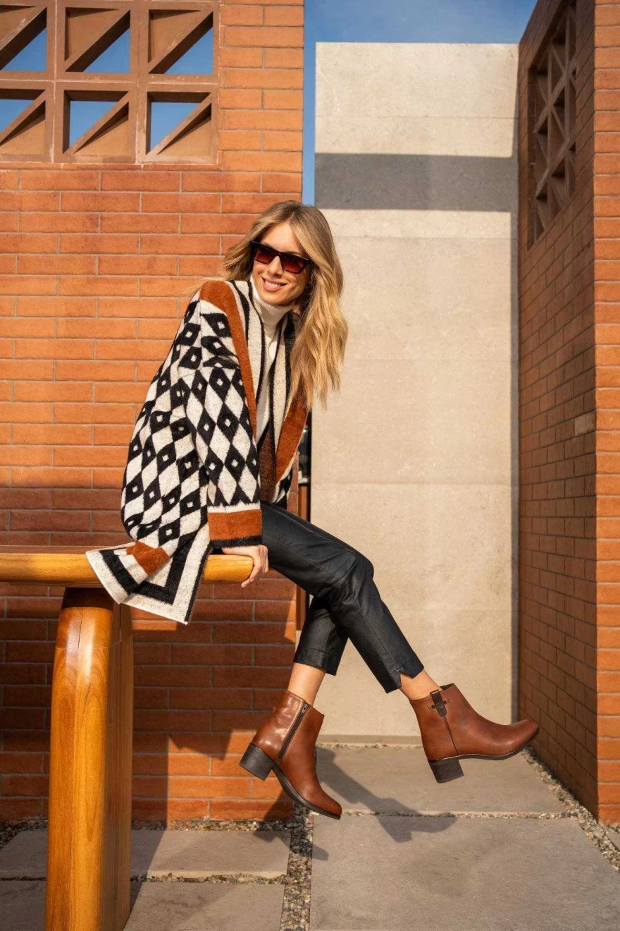 καφέ μπότες