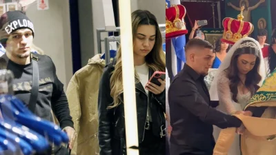 Παντρεύτηκαν ο Γιώργος Πιλίδης και η Όλγα Καρπουζίδου - Εκείνη με φουντωτό νυφικό, δαντέλα και στρας και ο γαμπρός στα μαύρα