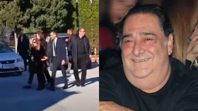 Βασίλης Καρράς: Σε τραγική κατάσταση η σύζυγός και η κόρη του έξω από τον οίκο τελετών λίγο μετά αφότου έφτασε η σορός του