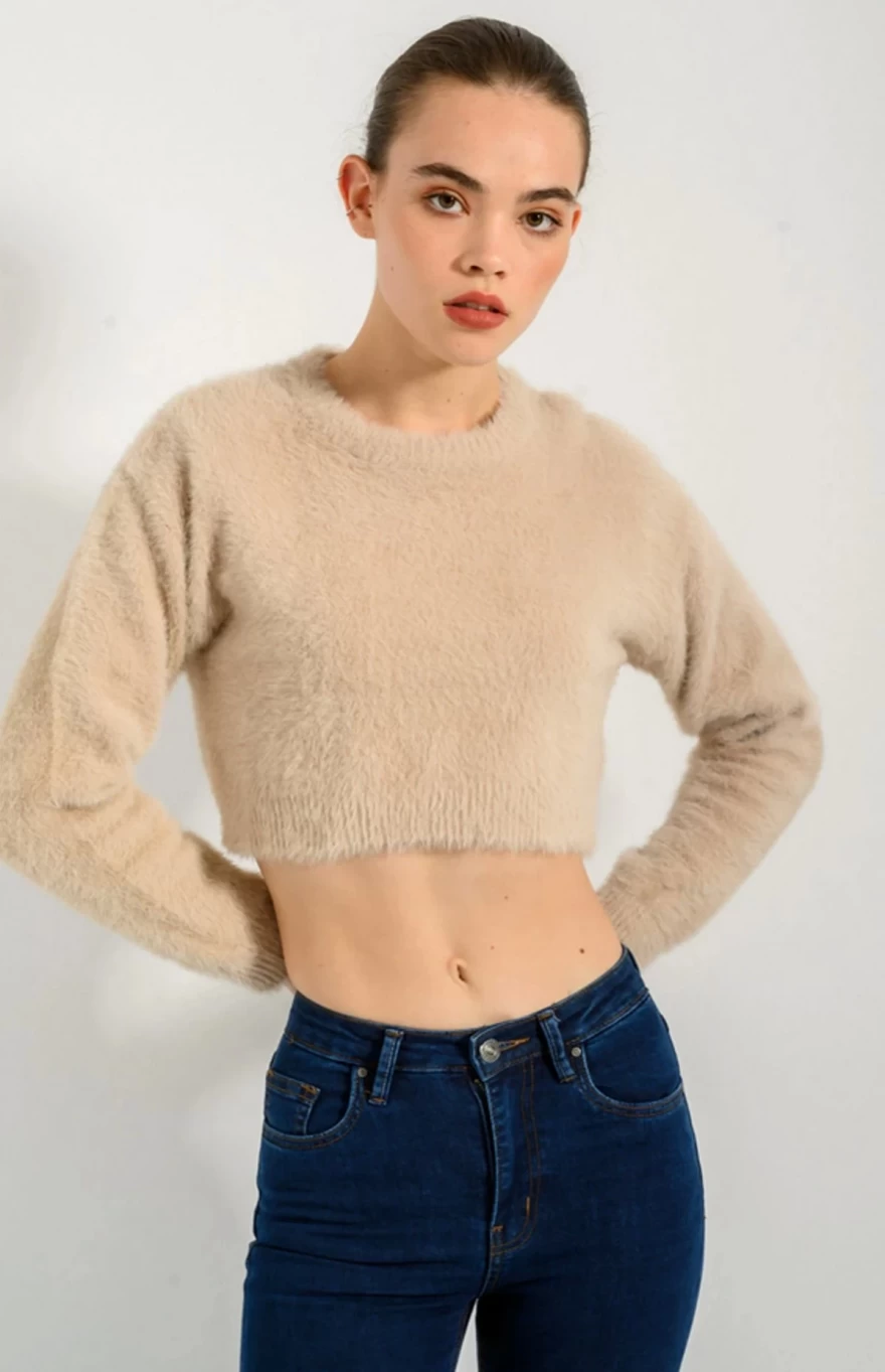 Μπεζ πουλόβερ