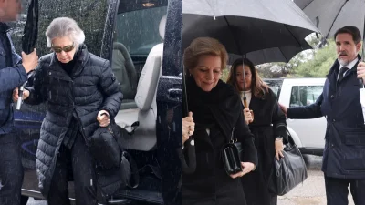 Μνημόσυνο τέως βασιλιά Κωνσταντίνου: Μαυροφορεμένα τα παιδιά, οι αδερφές και η σύζυγός του - Με ομπρέλες σε δείπνο στην Κηφισιά μετά την τελετή