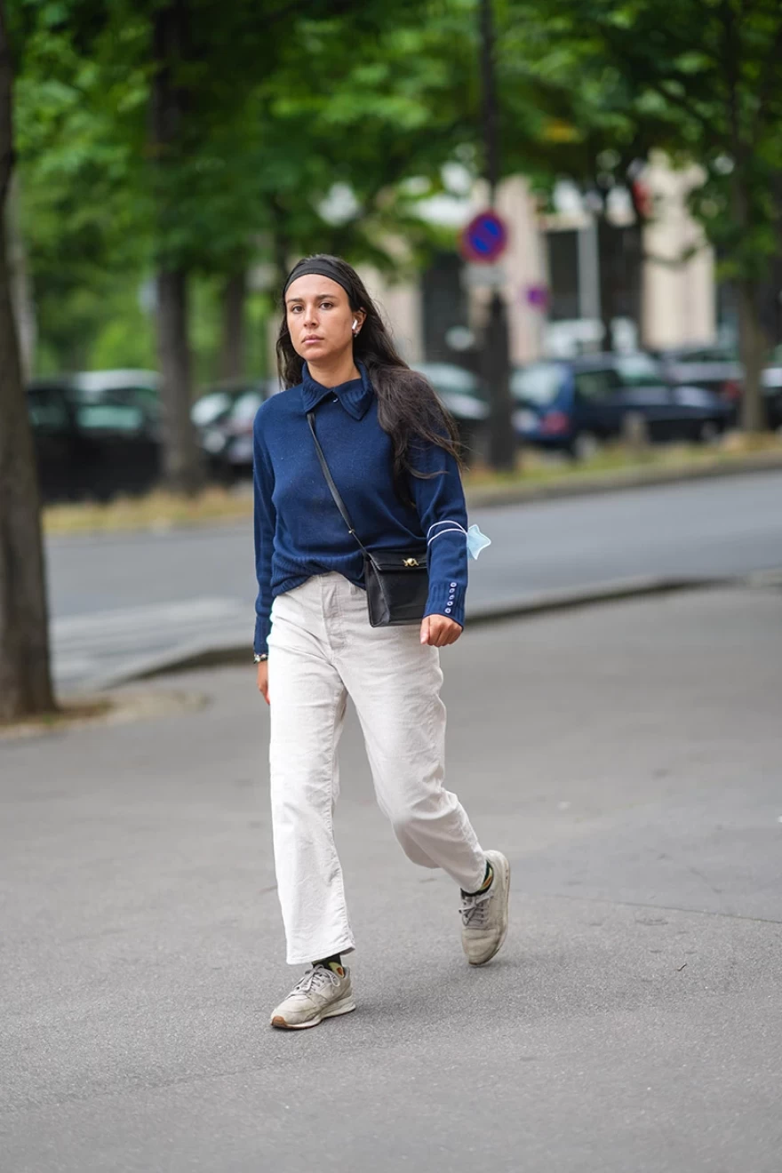 κοτλέ λευκό παντελόνι