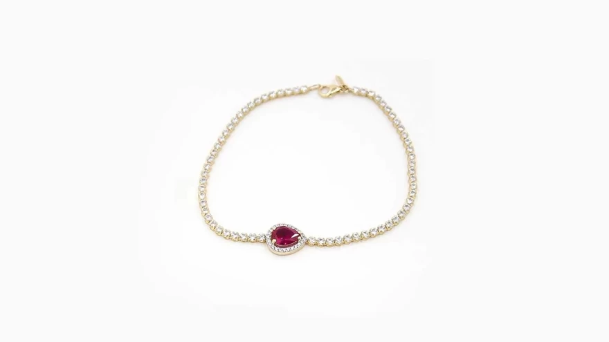 βραχιόλι ροζ πέτρα